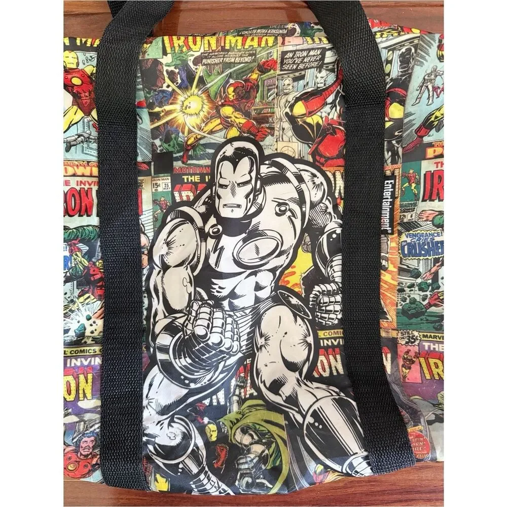 Entertainment Earth Marvel Iron Man Comic Book Print Duffle Bag Overnight Travel